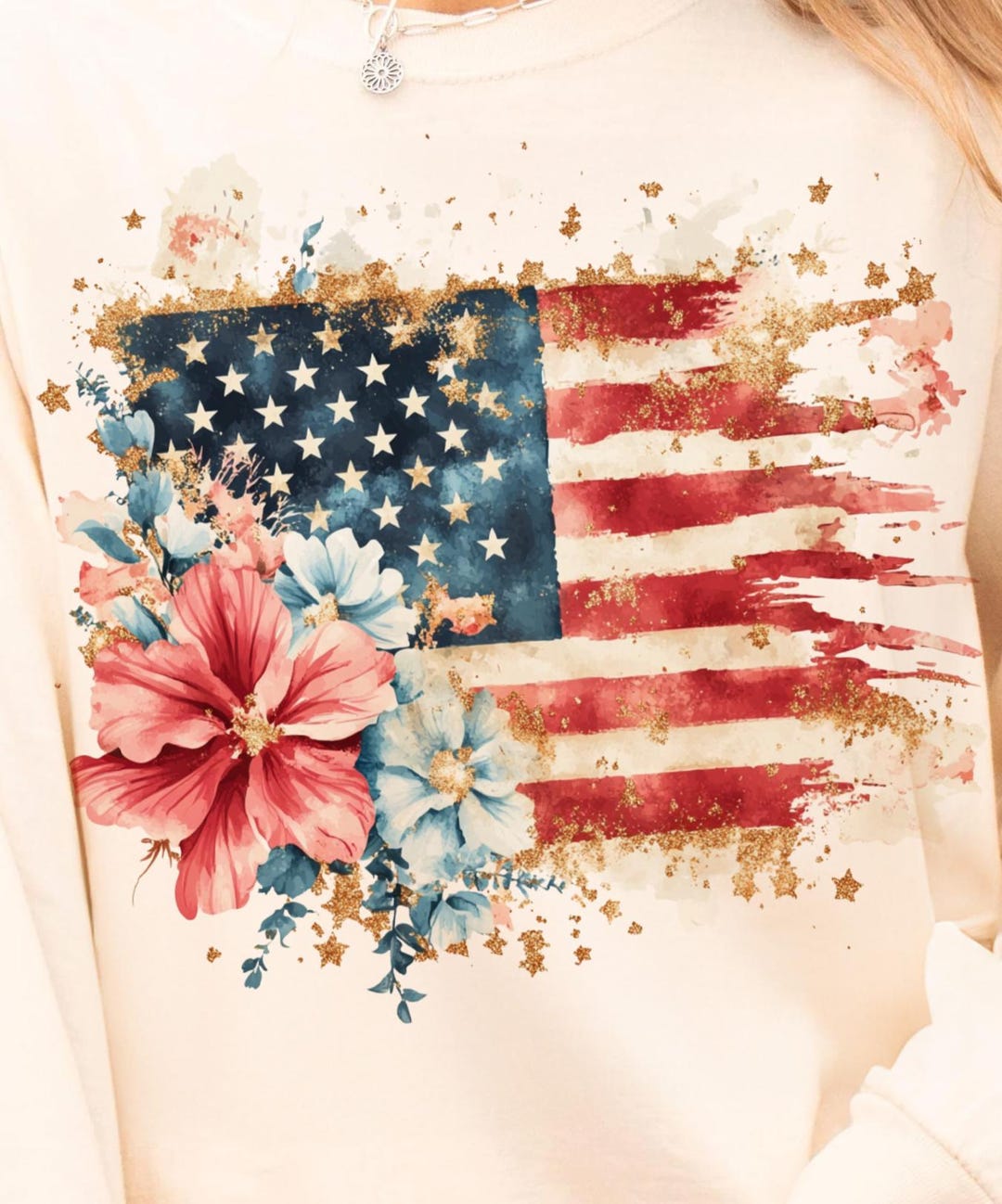 Floral American Flag PNG, 4th of July PNG, America Png, Patriotic PNG ...
