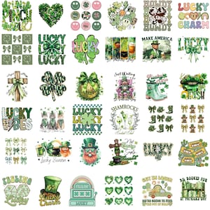 Retro Coquette St Patricks Day PNG Bundle: Lucky Shamrock Designs (Digital Download)