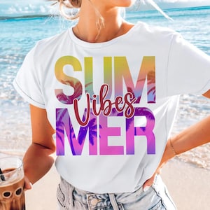 Summer Vibes PNG, Glitter Beach PNG, Sublimation Design, Digital Download Png, Tropical Sunset PNG, Retro Summer png, 2025 Summer Png