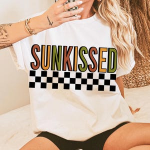 Checkered Sunkissed PNG: Bright Summer Shirt Design (Digital Download)