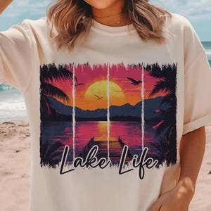 Retro Lake Life PNG: Summer Beach Shirt Design (Digital Download)