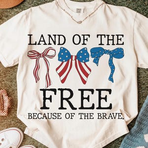 Coquette America Land Of The Free Because Of The Brave PNG, 4th of July PNG, Patriotic png, Independence Day png, american bow soft girly