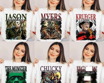 Retro Horror Movie Character PNG Bundle: Halloween Designs