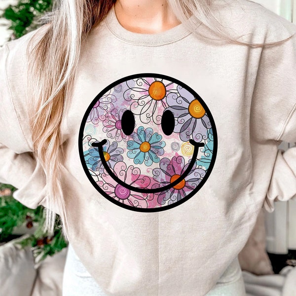 Distressed Smile Face PNG Retro flower png Stay groovy 70s inspired png Retro boho png Designs Digital download sublimation shirt clipart