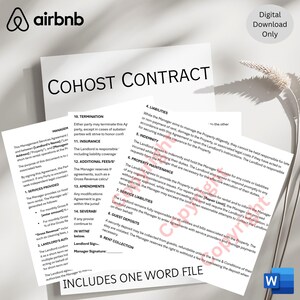 Cohost service agreement template, Management service agreement, Short term rental cohost contract template, Digital Download as Word Doc
