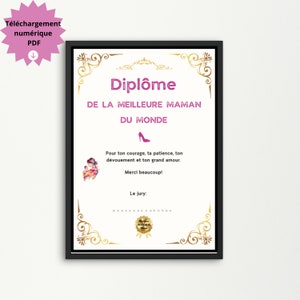 Best Mom Diploma, Mother&#39;s Day, Happy Mom&#39;s Day, Mom Gift Idea, Unique Gifts, Happy Birthday Mom