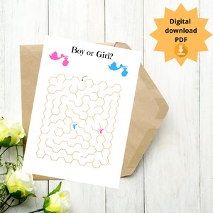 GIRL or BOY Pregnancy announcement card, Labyrinth, Maze game, Instant download, Digital download, Baby shower