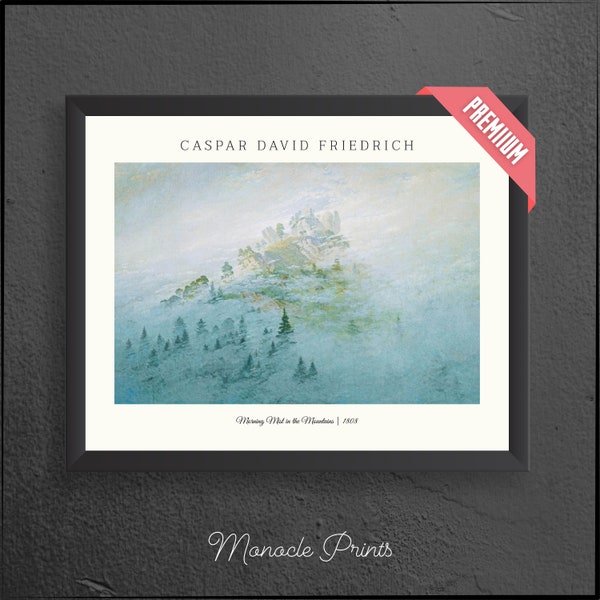 Caspar David Friedrich Matted Art Print, Famous Printables, 300 DPI, Morning Mist in the Mountains, 1808