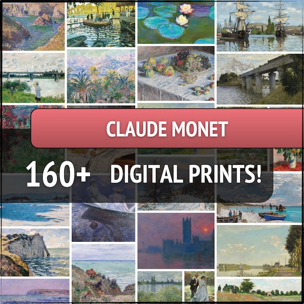 160+ Claude Monet Berühmte Kunstwerke, 7200 x 10800px+ Dateigröße, 300 DPI, Sofortiger digitaler Download, Printables