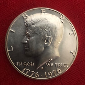 1976 Kennedy Half Dollar, 1976, 1/2 Dollar Coin 1776-1976 JFK UNC, American coin, United States Half Dollar John F Kennedy