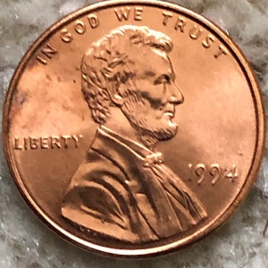 1994 Lincoln Penny 1994 US 1 centavo, RARE NO Mint Mark Unc