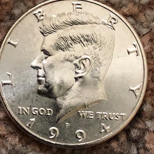 1994 P Kennedy halve dollar, 1994P 1/2 dollar munt JFK, Amerikaanse munt, Verenigde Staten halve dollar John F Kennedy zilver/bekleed