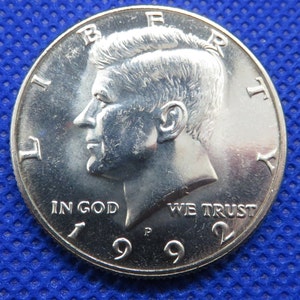 1992 P Kennedy Half Dollar, 1992P 1/2 Dollar MINT JFK UNC, amerikanische Münze, US halber Dollar John F
