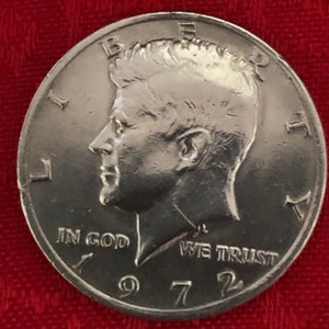 1972 Kennedy Half Dollar, 1972 1/2 Dollar Coin JFK, American coin, United States Half Dollar John F Kennedy Silver/Clad