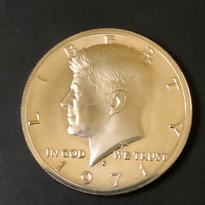 1971 Kennedy Half Dollar, 1971 S 1/2 Dollar Coin JFK, American coin, United States Half Dollar John F Kennedy Silver/Clad