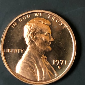1971 S Lincoln Penny 1971 US 1 centavo Mint Unc RD hermoso, American 1 Cent Coin Estados Unidos Lincoln