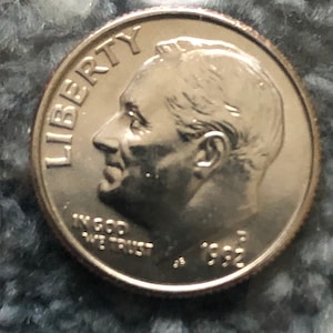 1992 Roosevelt Dime 1992P US Dime Uncirculated 10 cent Dime, American Coin United States 1 Dime Franklin D. Roosevelt Silver/Clad