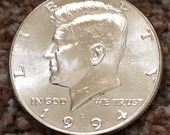 1994 D Kennedy Half Dollar, 1994D  1/2 Dollar Coin JFK, American coin, United States Half Dollar John F Kennedy Silver/Clad