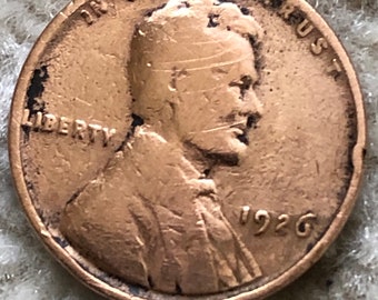 1926 Lincoln Wheat Cent 1926 US 1 cent , American 1 Cent Coin United States Abraham Lincoln, 1926