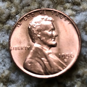 1956 Lincoln Penny 1956 D US 1 cent Mint UNC beautiful , American 1 Cent Coin United States Abraham Lincoln, 1956