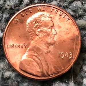 1983 Lincoln Penny 1983 US 1 centavo Mint UNC hermosa, moneda estadounidense de 1 centavo Estados Unidos Abraham Lincoln, sin marca de ceca (1983)