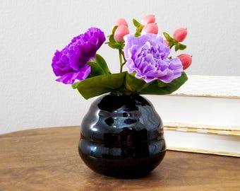 glossy dark brown bubble bud vase
