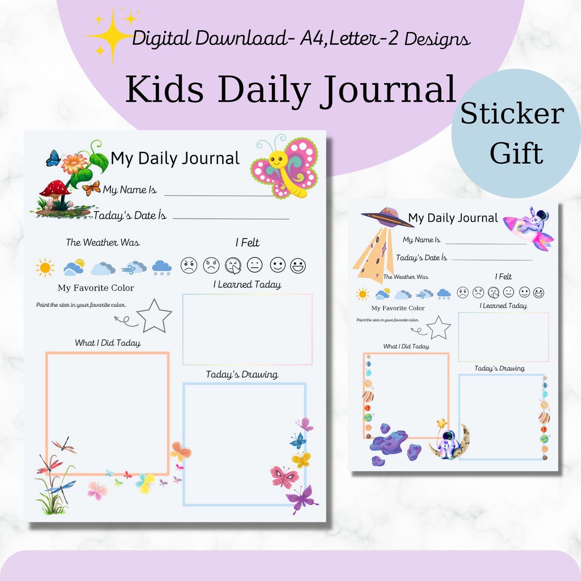 Printable Kids Diary, Digital Download , Diary for Kids , Children's ...