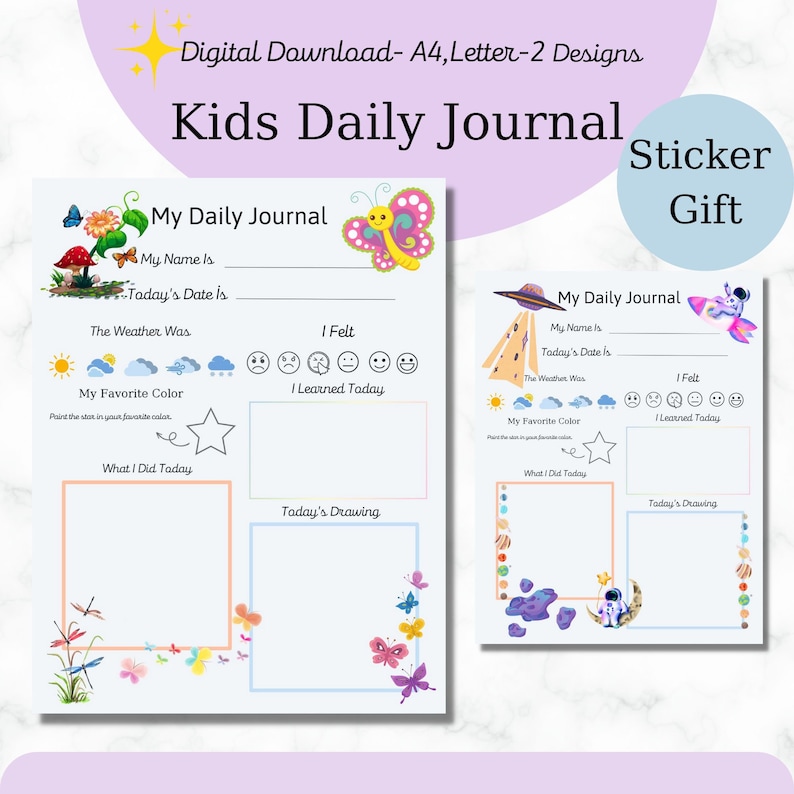 Printable Kids Diary, Digital Download , Diary for Kids , Children's ...