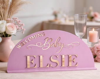 Personalised Baby Shower Welcome Sign, 3D Mirror Acrylic Name Plaque, New Baby Gift