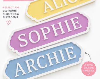 Personalised Name Sign | Kids Acrylic Bedroom Door Sign | Nursery Name Plaque | Custom Room Decor | Baby Gift | Wall/Door Name Sign UK
