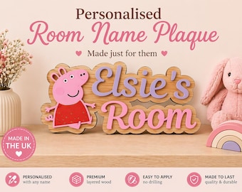 Personalised Kids Room Name Sign UK Wooden Door Plaque Custom Bedroom Nursery Sign Girls Room Decor