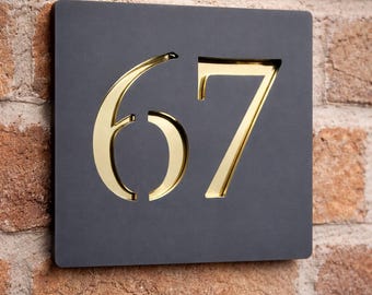 Anthracite Grey Acrylic House Number Sign – Contemporary Door Plaque