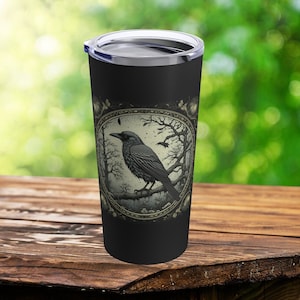 Gothic Raven Mug Tarot Card Crow Coffee Travel Cup Dark Academia  Tumbler Witchy Goblincore and Whimsigoth Drinkware