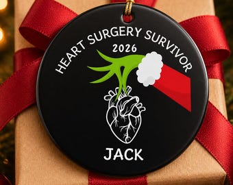 Heart Surgery Survivor Ornament Personalized Cardiac Recovery Gift Custom Christmas Ornament Open Heart Surgery Patient Transplant Gift