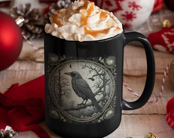 Gothic Raven Mug Tarot Card Crow Coffee Cup Dark Academia Witchy, Goblincore and Whimsigoth Drinkware