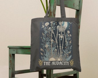 The Audacity Bag  Whimsigoth Skeleton Tote Bag  The audacity Skeleton Tarot Card Totebag  Mystical Moon Tee Wicca-Themed Gift for women 2