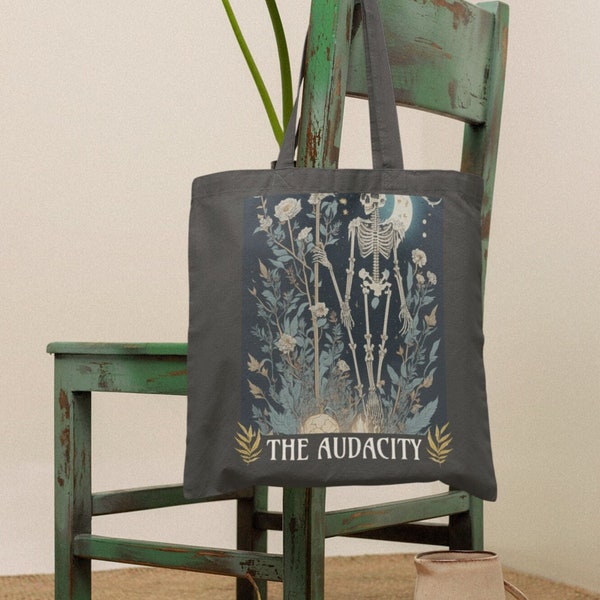 The Audacity Bag  Whimsigoth Skeleton Tote Bag  The audacity Skeleton Tarot Card Totebag  Mystical Moon Tee Wicca-Themed Gift for women 2