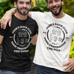 Personalized Bachelor Party Shirt Groomsmen T-Shirts Custom Funny Bachelor Party Gifts Group Matching Beer Drinking Travel Tees for Men 2024