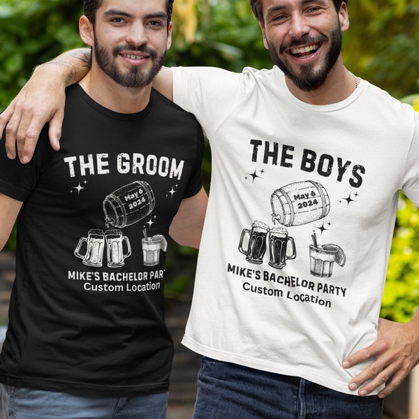 Personalized Bachelor Party Shirt Groomsmen T-Shirts Custom Funny Bachelor Party Gifts Group Matching Beer Drinking Travel Tees for Men 2024