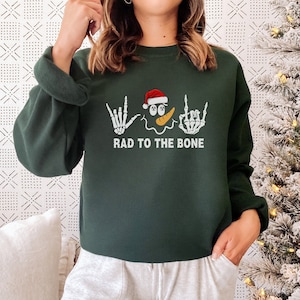 Funny Radiology Christmas Sweatshirt RAD Snowman Skeleton Crewneck Rad To The Bone Holiday Crewneck X-Ray Radiologist Christmas Gift