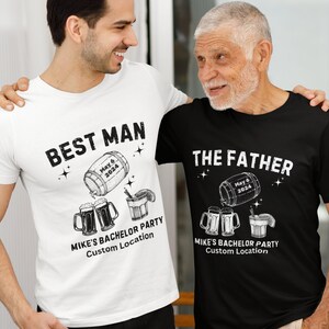 Personalized Bachelor Party Shirt Groomsmen T-Shirts Custom Funny Bachelor Party Gifts Group Matching Beer Drinking Travel Tees for Men 2024