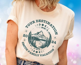 Cabin Family Vacation Personalized Family Mountain Road Trip Shirts Matching Custom Name Shirts Camping Hiking Vacation Tee