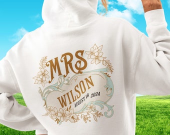 Mrs. Bride Hoodie Full Zip up Bridal Shower Gift Honeymoon Sweatshirt Vintage Bridal Sweatshirt  Wedding Jacket  Bride Zip-Up Mrs Sweatshirt