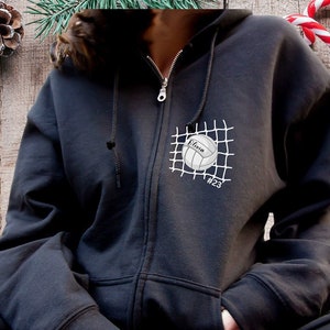 Volleyball Full Zip Hoodie  Personalized Volleyball Sweatshirt Hooded Sweatshirt Gift Custom Volleyball Team Apparel Custom Name and Number