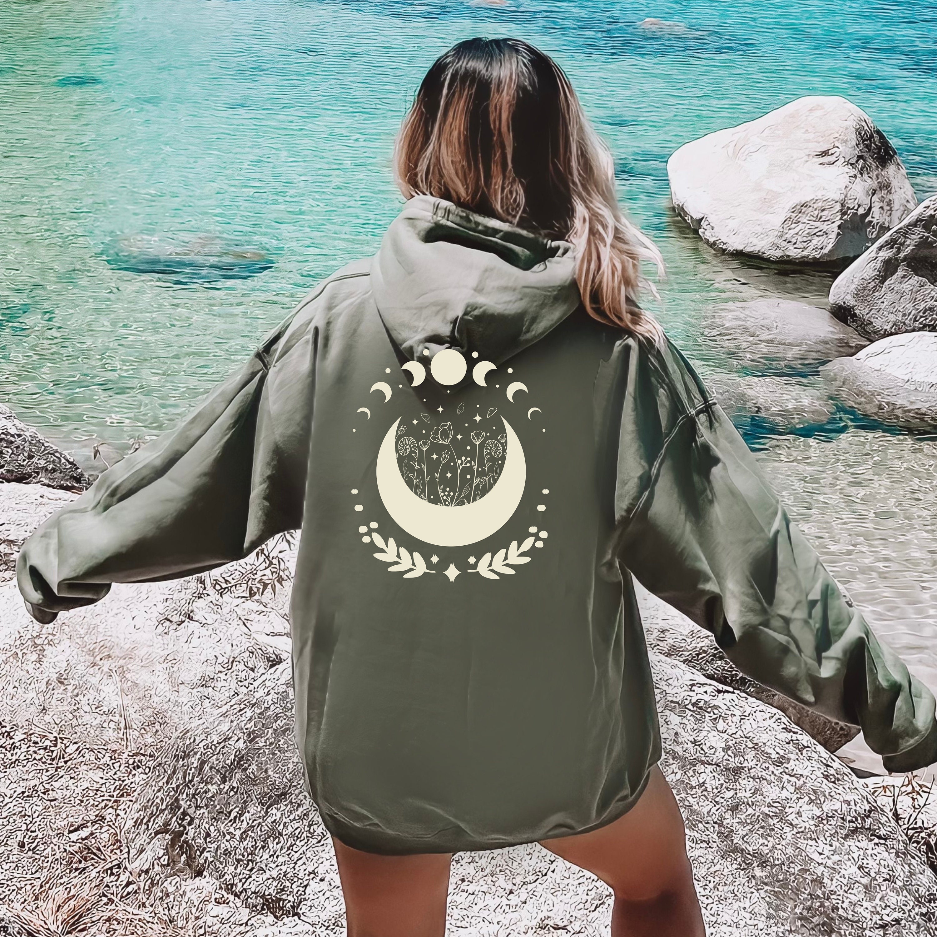 Celestial Hoodie Moon and Sun Hooded Sweatshirt Mystical Moon Celestial Hoodie Moon and Sun Hooded Sweatshirt Mystical Moon