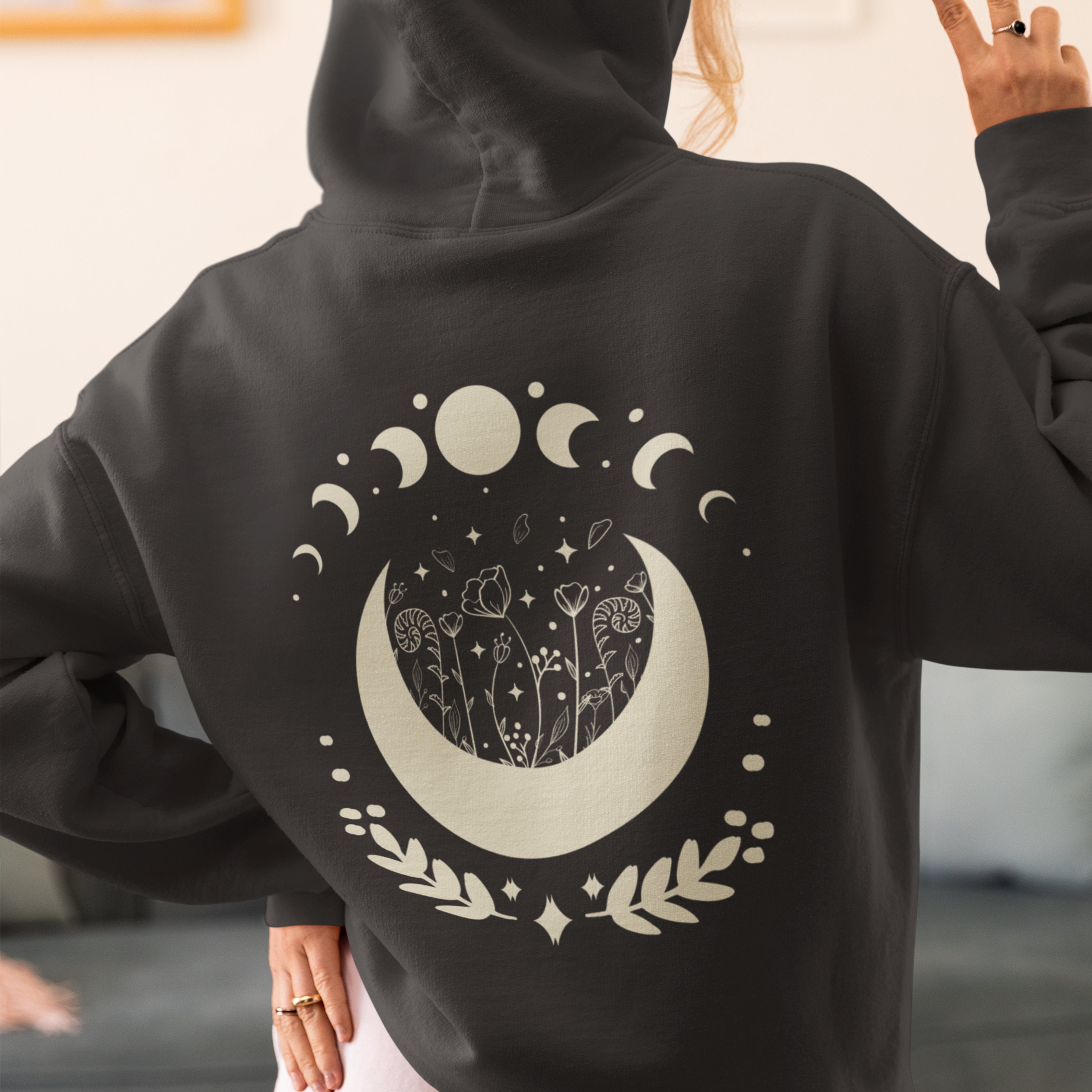 Celestial Hoodie Moon and Sun Hooded Sweatshirt Mystical Moon