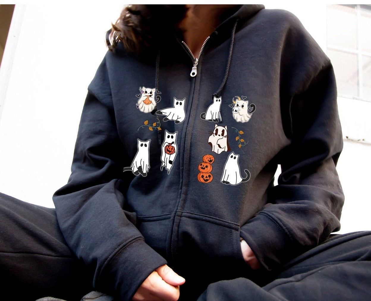 Cat hoodie with zipper discount