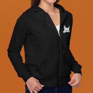 Silhouette Cat Print Women's Zip Up Hoodie