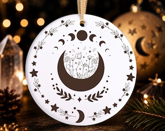 Mystic Moon Ornament, Celestial Moon Phase Ornament, Astrology Christmas Ornament, Witchy Yule Decor, Moon Lover Gift