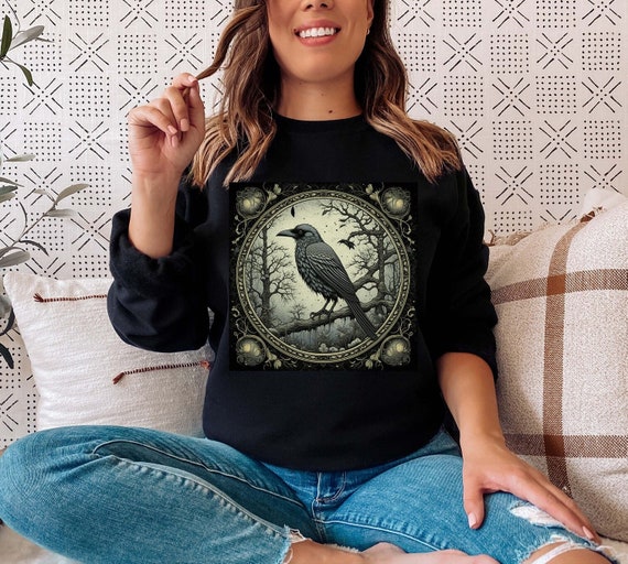 Gothic Raven Sweatshirt Tarot Card Crow Tee Coquette Shirt Dark
